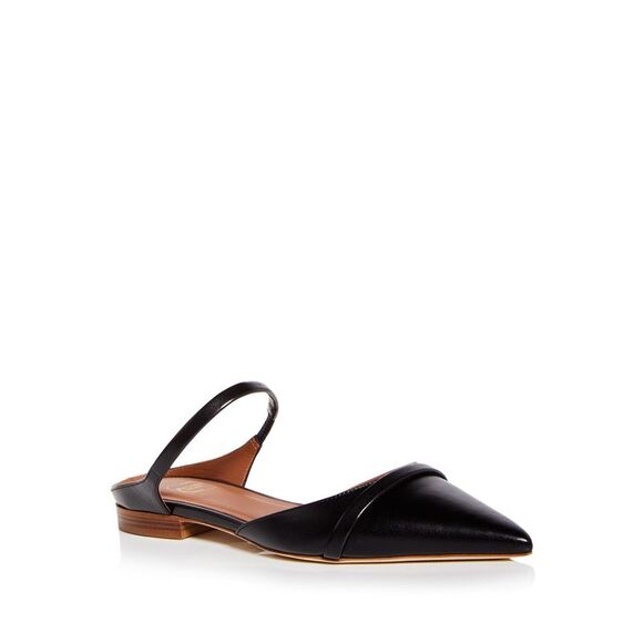MALONE SOULIERS Womens Black Uma Pointed Toe Slip On Leather Flats Shoes 40